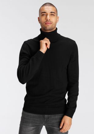 AJC Rollkragenpullover AJC, Herren, Gr. XL (56/58), schwarz, Feinstrick, Obermaterial: 50% Baumwolle, 50% Polyacryl, unifarben, Basic, schmal, Rippstrickb