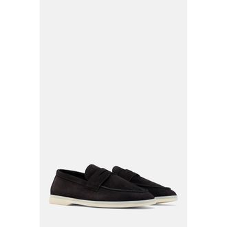 Scarosso Luciano Loafers in Black Edit - Suede at Nordstrom, Size 40.5