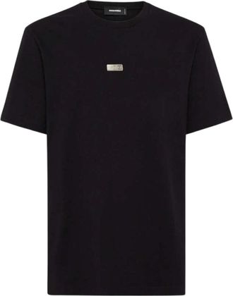 Dsquared2 Mens Small Metal Logo T-shirt Black Cotton - Size X-Large
