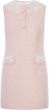 Self Portrait PINK MINI DRESS WITH BOUCLE LACE COLLAR - Self-portrait - Woman