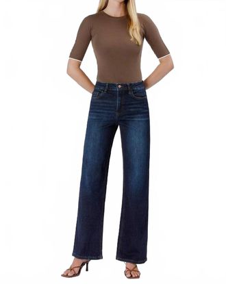 Flying Monkey 90s Super High Rise Wide Leg Denim Jeans In Dark Wash