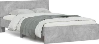 vidaXL Estructura De Cama Cabecero Y Luces Led Gris Hormig&oacute;n 140x200cm Vidaxl
