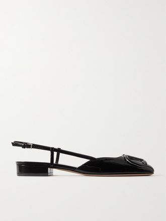 Valentino Garavani Ballerine Slingback In Vernice Vlogo - Nero