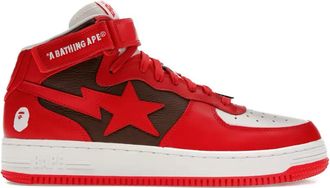 A Bathing Ape logo-applique lace-up sneakers - men - Calf Leather/Fabric/Rubber - 12 - Red