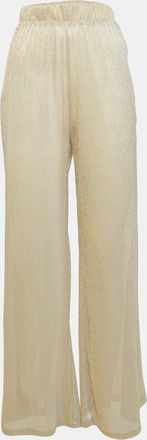 Majorelle London Metallic Lurex Knit Sheer Wide-Leg Pants