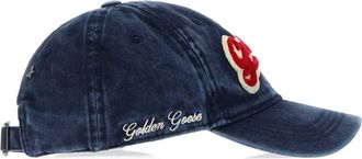 Golden Goose Mens Washed Denim Baseball Cap Navy