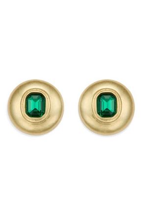 Kurt Geiger Crystal Button Stud Earrings in Green at Nordstrom