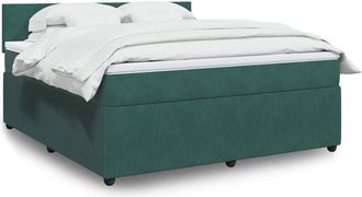 vidaXL Vidaxl - Cama Box Spring Con Colch&oacute;n Terciopelo Verde Oscuro 180x200 Cm