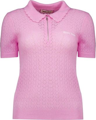 Miu Miu Tops, Dames, Roze, S, Kasjmier, Cashmere en Zijde Polo