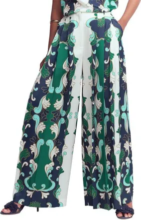 Boden Regent Paisley Wide Leg Pants in Ivory/foilage Whirl at Nordstrom, Size 12