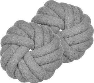 Beliani Conjunto De 2 Cojines De Boucl&eacute; Gris 31 X 31 Cm Suave Moderno Akola