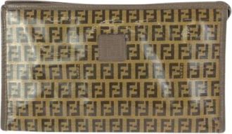 Fendi Vintage, unisex, Bruin, ONE Size, Pre-owned PVC Leder Clutch