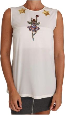 Dolce & Gabbana Crystal Sequin Fairy Top - Dames - Tops zonder mouwen - Wit - S - Pailletten - Tops