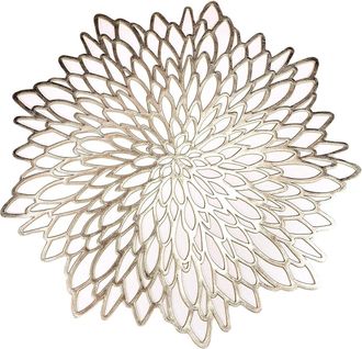 OEM Set De Mesa - Vinilo Metalizado Dorado - Dise&ntilde;o Floral - 38 Cm - Para Halloween Navidad Bodas Fiestas - Pack De 12