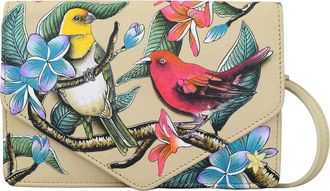 Anuschka 7436 3-1 Convertible Crossbody, Womens Hand-Painted Genuine Leather Handbag, Friendly Flock, One Size