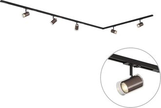 QAZQA Qazqa Sistema De Iluminaci&oacute;n De Riel Moderno Negro Con 5 Focos De