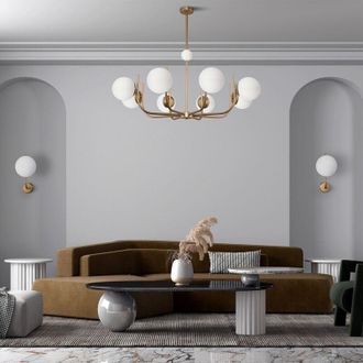 Maytoni Rendez-vous Modern - Rendez-vous Modern Rendez-vous L&aacute;mpara De Techo Colgante De 8 Luces De Lat&oacute;n Pantalla De Vidrio - Maytoni