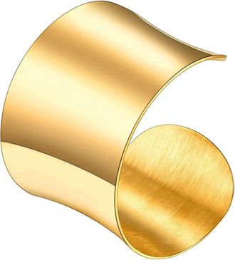 Liv Oliver 18K Gold Polished Wide Cuff Bangle
