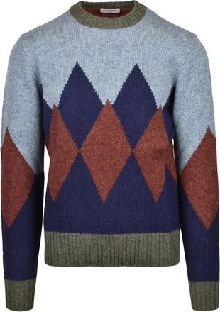 Ballantyne Wool Crewneck Pullover - Green/Blue