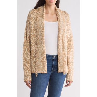 Lucky Brand Shawl Collar Open Front Jacquard Knit Cardigan in Natural Multi at Nordstrom Rack, Size Small
