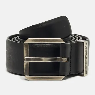 Emporio Armani Buckle Belt Black Leather