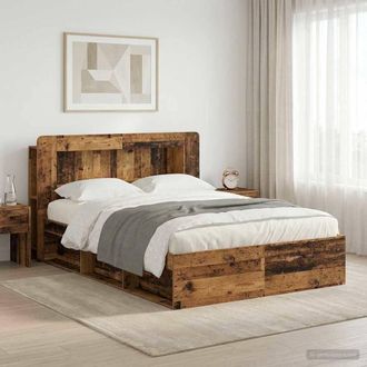 Berkfield Home Bed Frame with Storage Old Wood 135 x 190 cm Engineered Wood in Brown