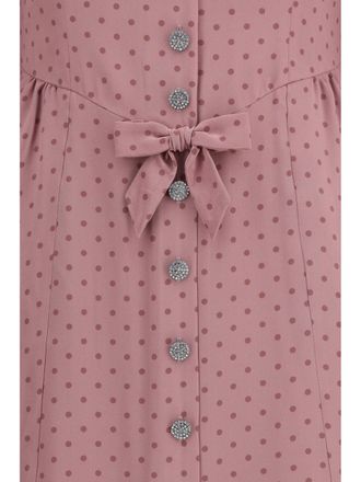 Alessandra Rich Womens Midi Dress Polka Dot Mauve Silk