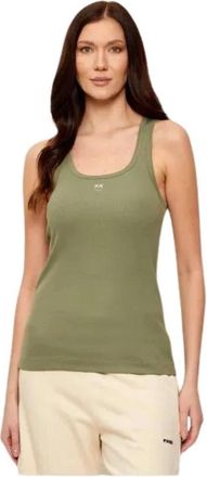 Pinko Calcolatore Tank Top - Dames - Tops zonder mouwen - Groen - XS - Katoen - Tops