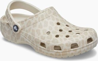 Crocs Womens Crocs Classic Animal EVA Womens Almond Tint/Leopard Clogs - Cream - Size: UK 8 / eu 42/43 / us m9w11