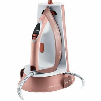 Sencor Plancha De Vapor Sencor Ssi0910rs Con Soporte, 3200 W, 5 Bares, 140 G/min, Cer&aacute;mica, Blanco Y Rosa