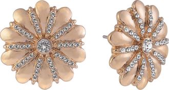 Shelli Segal Crystal Flower Stud Earrings in Gold at Nordstrom Rack