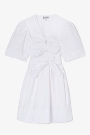 Ganni White Cotton Mini Dress - Size 36 Organic