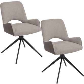 Pondecor Interiorismo Set de 2 sillas de comedor giratorias tejido beige y marr&oacute;n 63x51x85cm