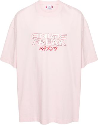 VETEMENTS slogan-print cotton T-shirt - unisex - Cotton - L - Pink