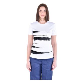Max Mara Knitted Crewneck T-shirt with Collection Prints - female - Max Mara Studio - T-Shirts - White - XS - Tops