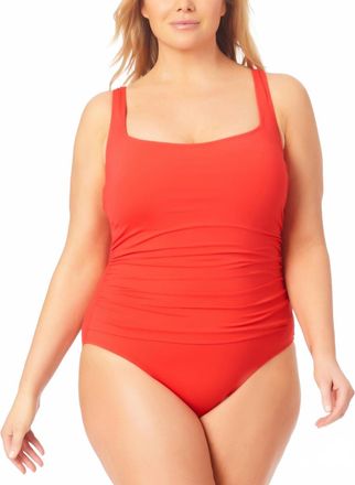 Anne Cole Shirred One-Piece Swimsuit - Plus In Orange