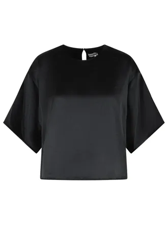 SIMKHAI zwarte acetaatmix top