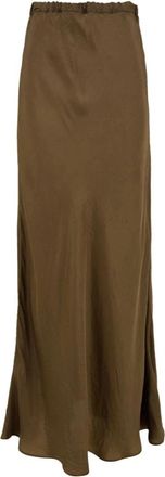Aspesi Maxirok met hoge taille - Dames - Maxi Rokken - Bruin - XS - Satijn - Rokken