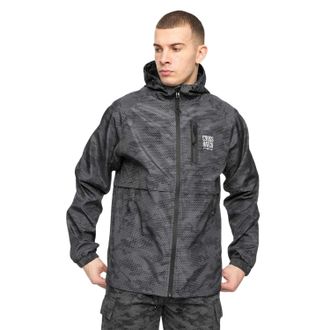 Crosshatch Heren Janscore polyester jas met capuchon en all-overprint (Zwart)