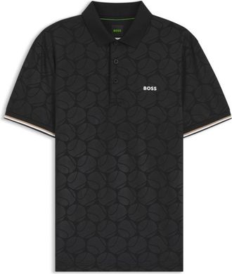 BOSS Active Slim-fit polo shirt with embossed tennis-ball pattern