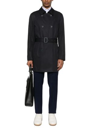 Herno Double-Breasted Wool Coat - Navy