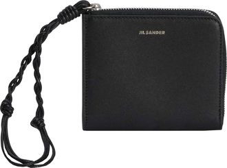 Jil Sander Black Rectangular Zip Braided Wallet
