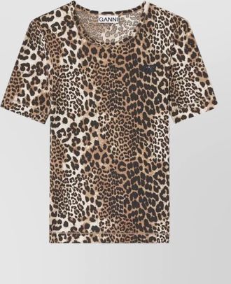 Ganni ribbed leopard-print t-shirt