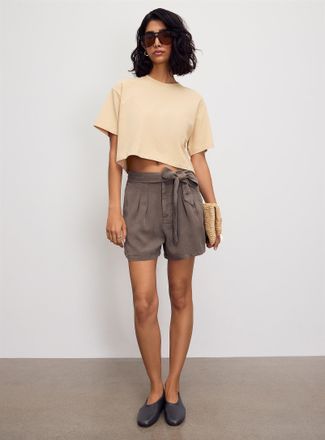 Vero Moda Womens Soft supple denim belted pleated short