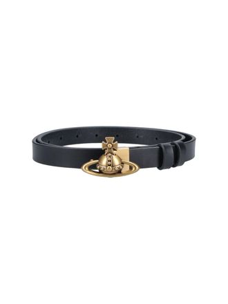 Vivienne Westwood Black Orb Calf Leather Adjustable Belt
