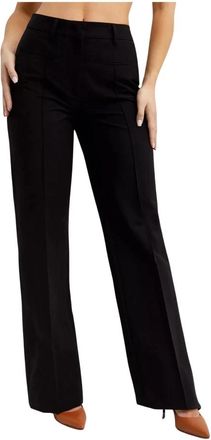 Fay Zwarte Katoenen Broek met Wijde Pijpen - Dames - Straight fit broeken - Zwart - XL - Katoen - Broeken
