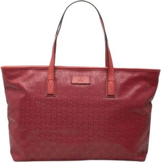 Gucci Pre-owned Tote Bags, female, Red, Size: ONE SIZE Pre-owned Canvas Tote Bag
