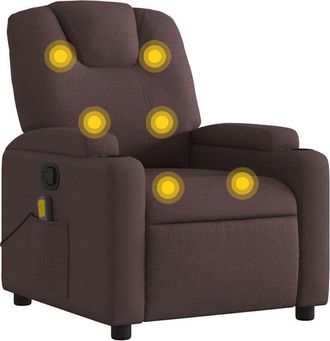 vidaXL Poltrona Massaggiante Reclinabile Marrone Scuro in Tessuto - Vidaxl