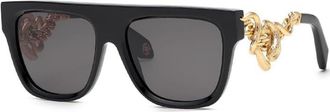 Roberto Cavalli Sunglasses Aviator Full Rim, Black/gold Frame And Brown Lens Src014M700G