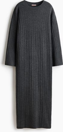 H&M Kleid in Zopfstrick - Grau